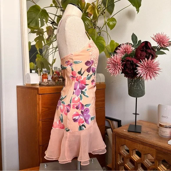 Vintage Victoria’s Secret gold tag peach Floral Lace Slip Dress - Picture 4 of 8